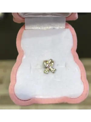 Pembe Taşlı Kurdele Model Sarı Renk Çelik Helix Piercing