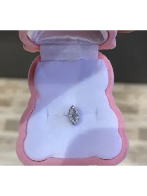 Gümüş Renk Cerrahi Çelik Helix Piercing Minik Taşlı