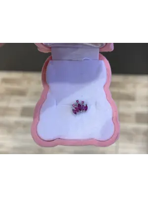 Kırmızı Zirkon Taşlı Çelik Helix Piercing Altı Topçuklu