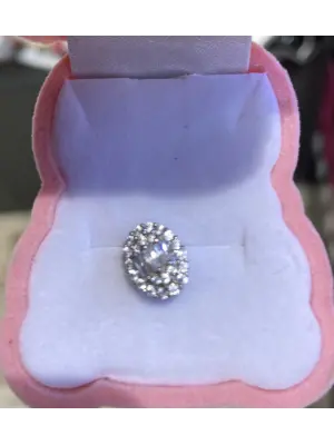 Gümüş Renk Baget Damla Taş Kulak Piercing Cerrahi Çelikten