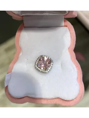 Pembe Taşlı Büyük Boy Çelik Kulak Piercing