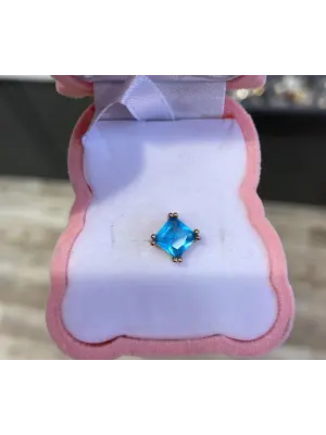 Mavi Taşlı Çelik Tragus Kıkırdak Piercing