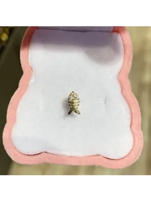 Altın Renkli Balık Motifli Çelik Tragus & Helix Kulak Piercing