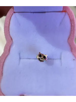 Kedi Figürlü Sarı Çelik Tragus Helix Kıkırdak Piercing