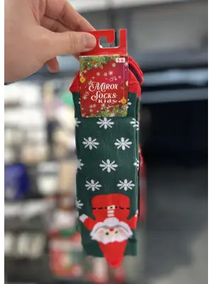 3Lü Kız - Erkek Çocuk Yeni Yıl Çorabı | 4-5-6 Yaş Aralığı | Yeşil, Kırmızı, Kar Tanesi