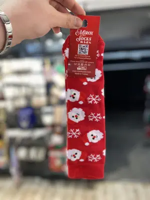 Kız & Erkek Çocuk Yılbaşı Çorabı | 9-12 Yaş Aralığı | 3 Adet Yeşil Kırmızı Noel Baba