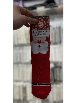 Unisex Yeni Yıl & Yılbaşı Hediyelik Çorap | Baskılı, Kırmızı