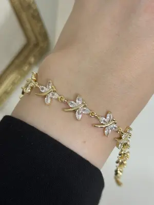 Yusufçuk Kuşu Figürlü 14K Altın Renk Çelik Bileklik