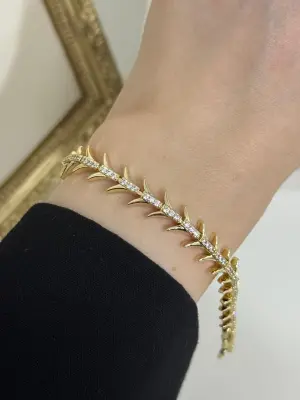 Ok Motifli Özel Tasarım Altın Kaplama Kadın Bileklik