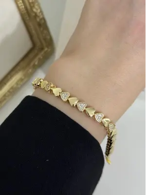 Sarı Xuping Çelik Bileklik Kadın: Kalp Figürlü Minimal