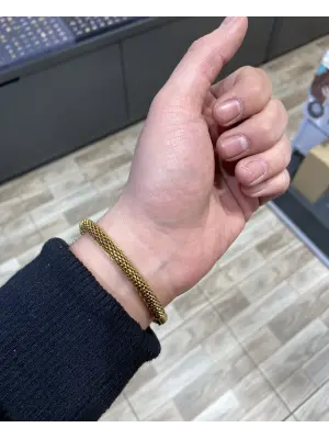 Timsah Derisi Desenli Zincir Kararmaz Erkek Çelik Bileklik