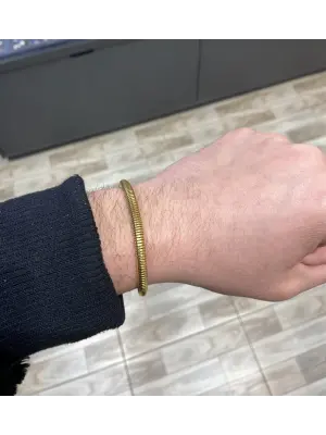 Kalın Burgu Zincir Erkek Bileklik Sarı Renk Kararmaz Çelik