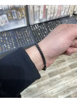 Siyah Zincir Erkek Bileklik: Plakalı İsim Yazılabilir