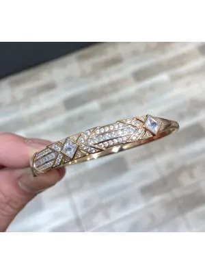 Rose Gold Bakır Rengi Taşlı Xuping Çelik Kelepçe Bilezik