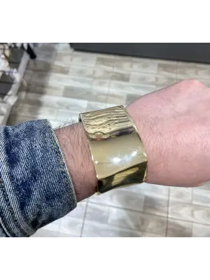 Sarı Altın Renginde Kalın Kelepçe Bileklik