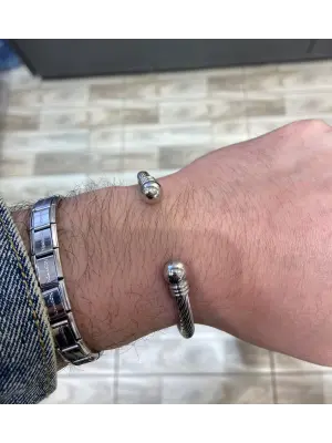 Unisex Burgulu Altı Açık Ayarlanabilir Çelik Kelepçe