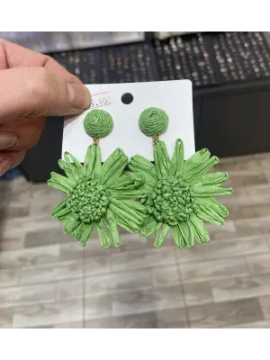 El Yapımı Küpe: Yeşil Yaprak & Çiçek Model Yazlık