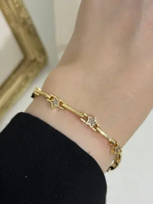 Beyaz Taşlı Köşeli Yıldız Kadın Çelik Bileklik Xuping Vip Kaplama