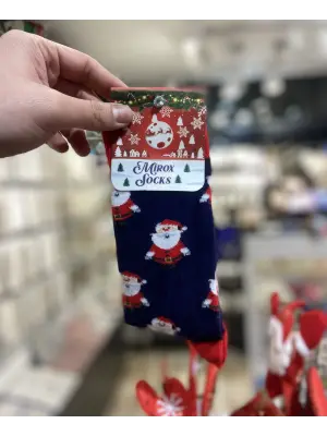 Mavi Renk Noel Babalı Uzun Termal 42-46 Numara Yeni Yıl Çorap