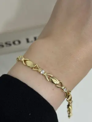 Geometrik Kurdele Fiyonk Tasarım 14 Ayar Altın Kaplama Çelik Kadın Bilekliği