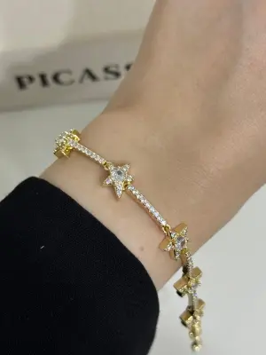 24K VIP Altın Kaplama Taşlı Kuzey Yıldızı Kadın Bileklik