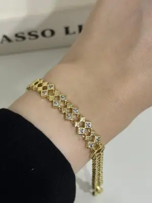 Kare & Üçgen Şekilli Çift Katlı Kalın Kararmaz Xuping Bileklik