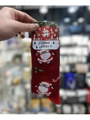 Şeker Kamışlı Noel Anneli Kırmızı Renk Yılbaşı Temalı Çorap