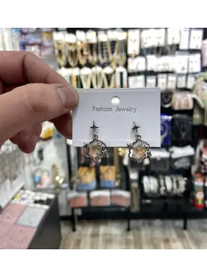 Renkli Çiçek Figürlü Y2K Kuzey Yıldız Detaylı Çelik Çocuk Küpesi