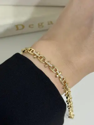 Ok Detaylı İç İçe Geçmiş Zincir Model Kararmaz Stainless Steel Kadın Bileklik