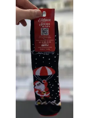 3 Lü Set Hediyelik Yılbaşı Çocuk Çorabı Siyah Yeşil 6-7-8-9 Yaş Arası