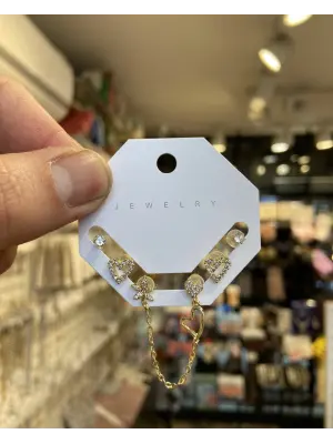 Kalpli Küpe Seti Altın Renkli 6lı Kararmaz Çelik