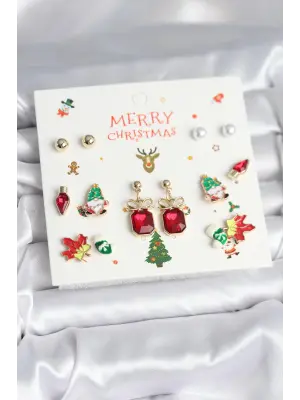 8 Çift Yılbaşı Temalı Kadın Küpe