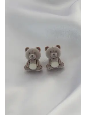 Açık Kahverengi Renk Ayıcık Teddy Kadın Küpe
