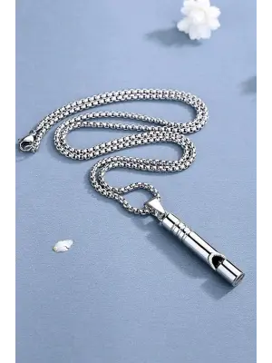 Acil Durum Düdüğü Kararma Yapmaz Yüksek Desibel Çelik Kolye Unisex