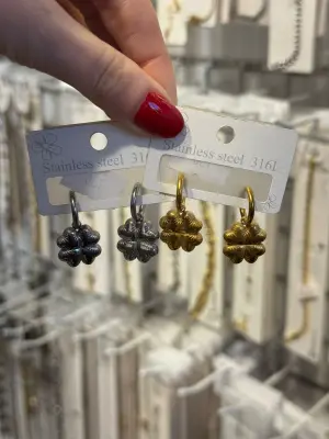 Altın Renk Dört Yapraklı Yonca Şans Küpe