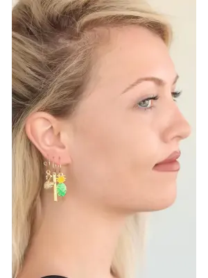 Ananaslı Üçlü Küpe Seti