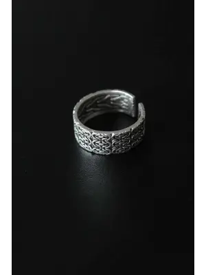 Antik Gümüş Renk Ayarlanabilir Erkek Yüzük