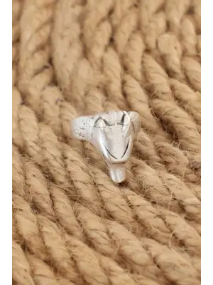 Antik Gümüş Renk Kurt Model Ayarlanabilir Erkek Yüzük