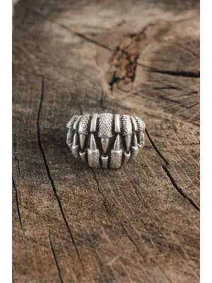 Antik Gümüş Renk Pençe Model Erkek Yüzük