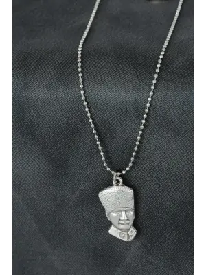 Atatürk Figürlü Metal Erkek Kolye