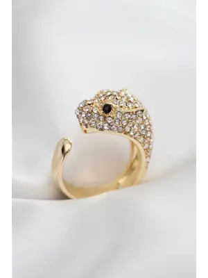 Ayarlamalı Altın Renkli Siyah Gözlü Kaplan Yüzük