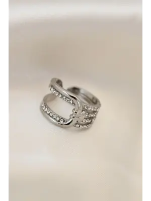 Ayarlamalı Silver Renk Metal Zirkon Taşlı Yüzük