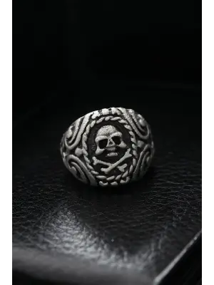 Ayarlanabilir Desenli Kurukafa Model Erkek Yüzük