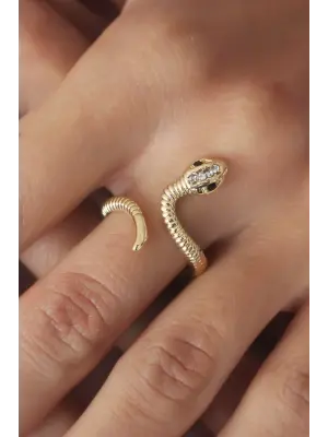 Ayarlanabilir Gold Renk Yılan Kadın Yüzük