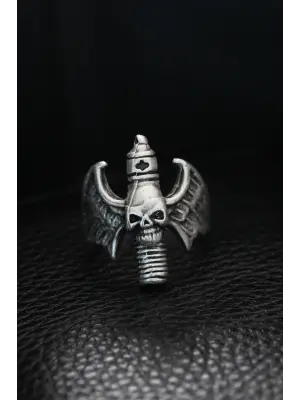 Ayarlanabilir Kanatlı Kurukafa Erkek Yüzük