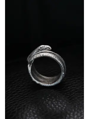 Ayarlanabilir Kartal Başı ve Kartal Tüyü Model Erkek Yüzük