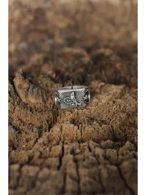 Ayarlanabilir Osmanlı Tuğrası Tasarımlı Erkek Yüzük