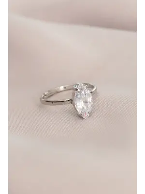 Ayarlanabilir Silver Renk Taşlı Yüzük