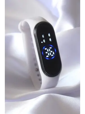 Beyaz Renk Silikon Kordonlu Dijital Dokunmatik Saat