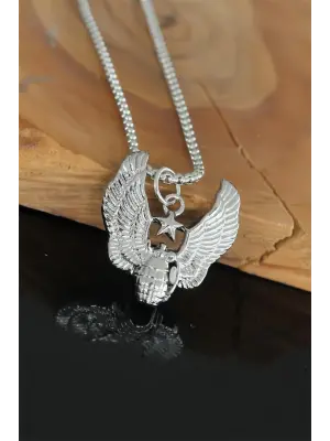 Bomba Tasarım Silver Renk Zincirli Erkek Kolye